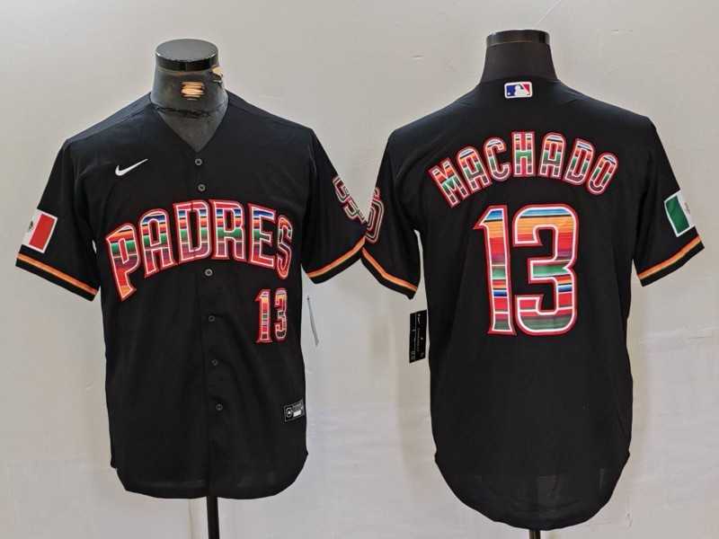 Men%27s San Diego Padres #13 Manny Machado Black Mexico Cool Base Stitched Jersey Dzhi